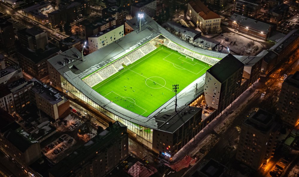 Tammelan stadion ylhäältä kuvattuna. Kuva: Tampereen kaupunki, Skyfox Marko Kallio.