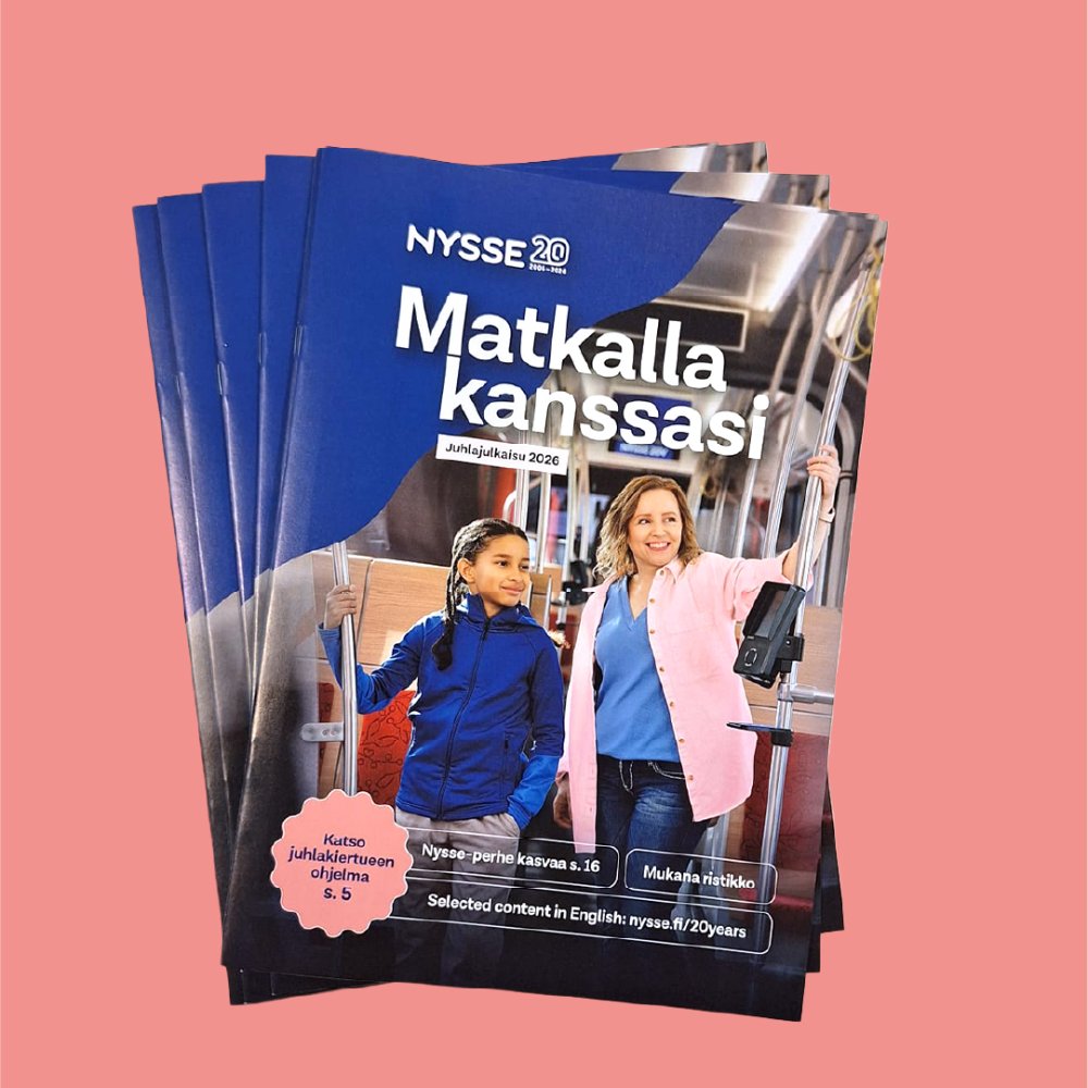 Pino Matkalla kanssasi -juhlalehtiä.
