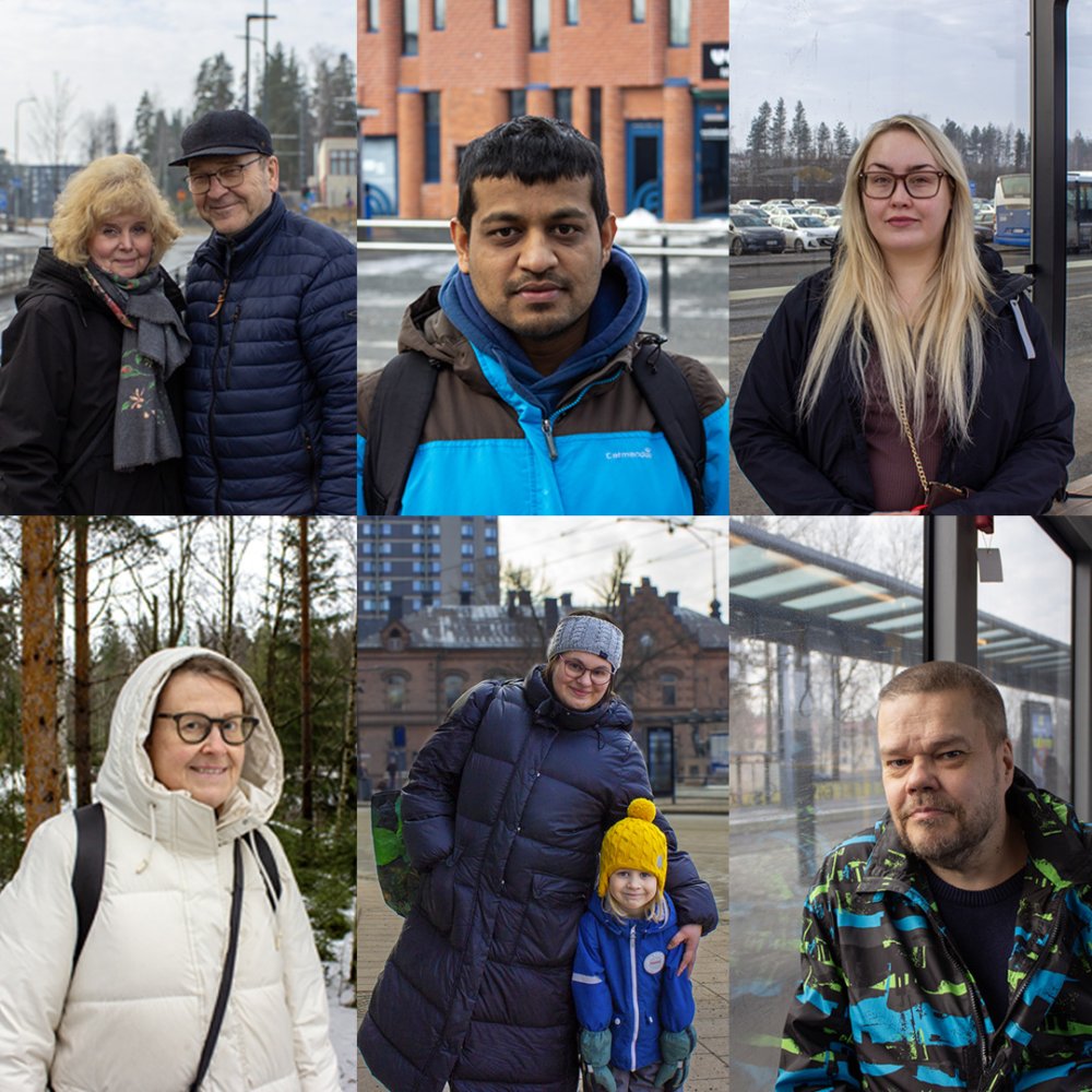 Kuvakollaasi Kohtaamisia Nyssen kyydissä -artikkeliin haastatelluista henkilöistä. 