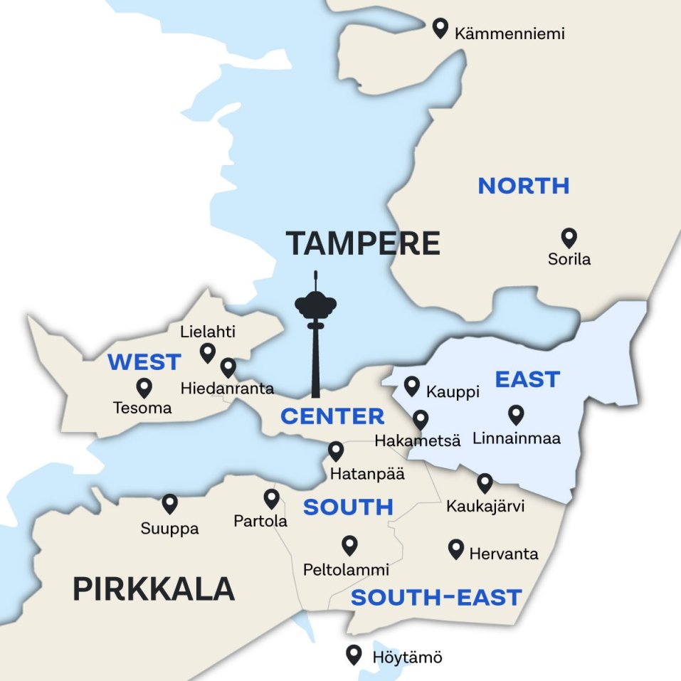 East Tampere on map.