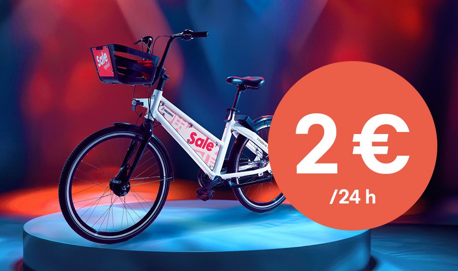 Tampereen kaupunkipyörät, tarjous 2 €/24 h. 