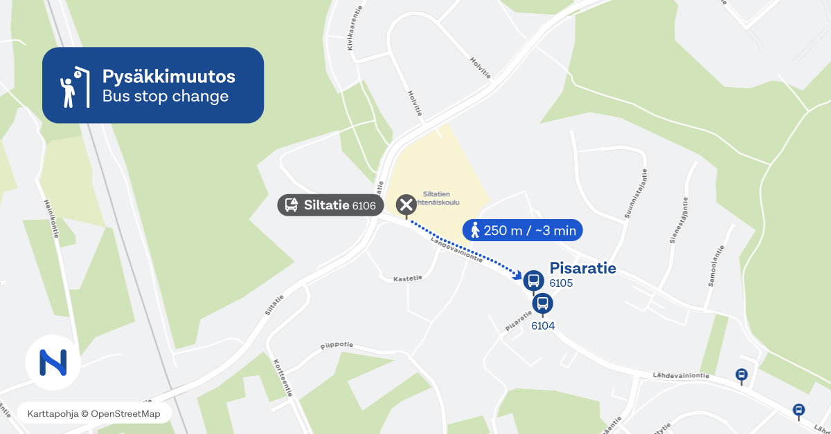 Pysäkin paikka kartalla.