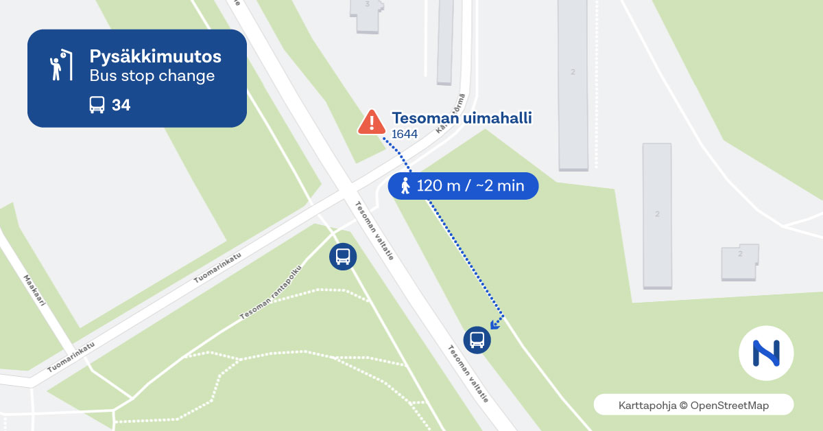 reitit ja pysäkit kartalta.