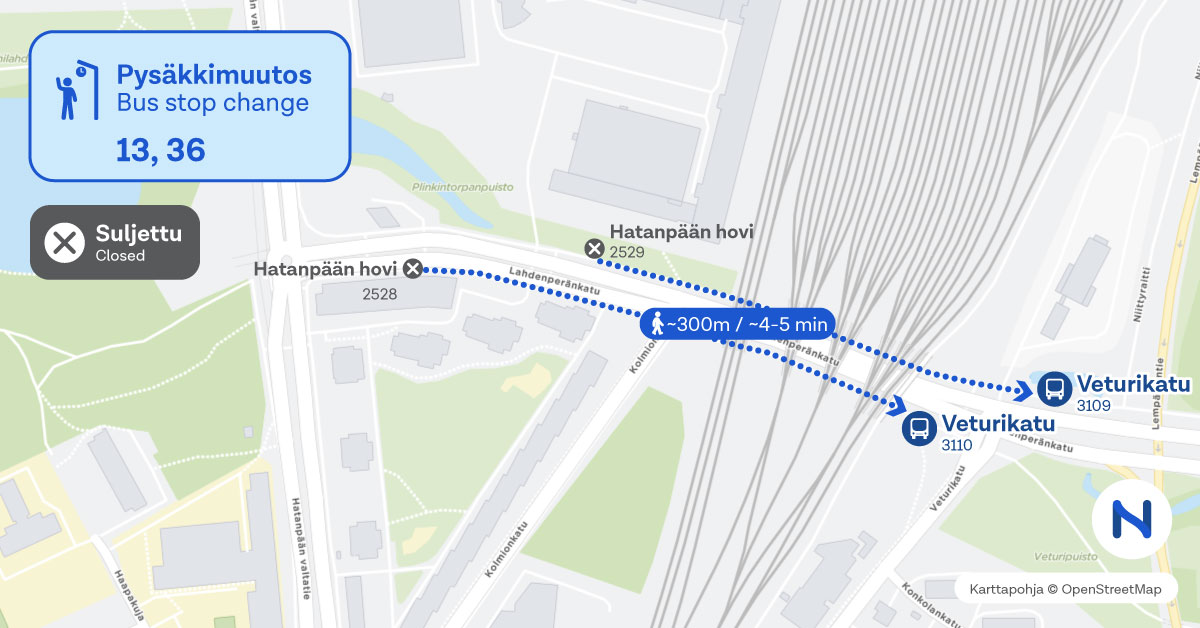 reitit ja pysäkit kartalta.