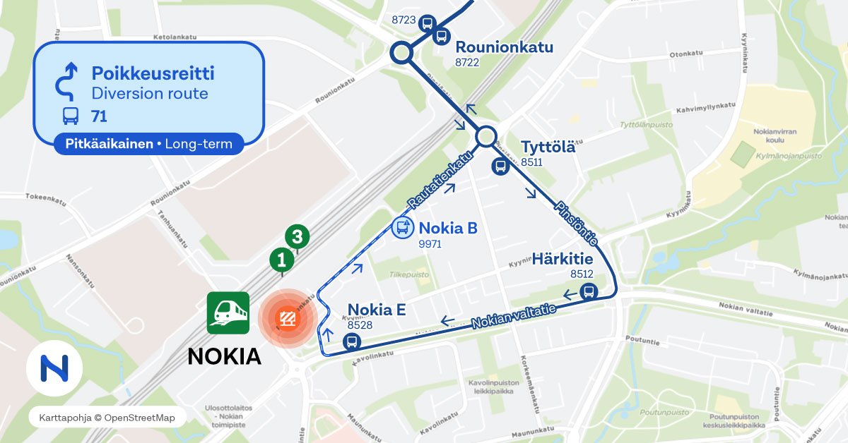 Routes and stops on map.