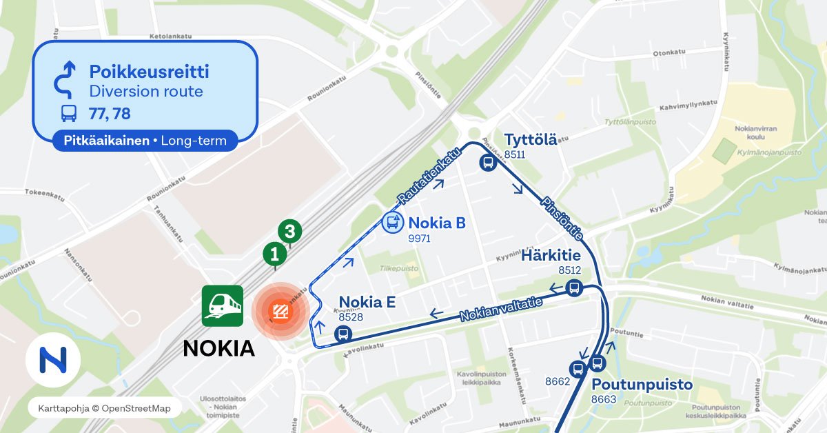 Routes and stops on map.