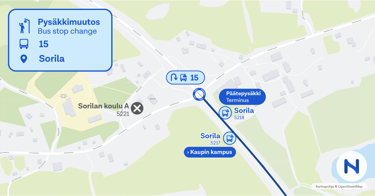 reitit ja pysäkit kartalta.