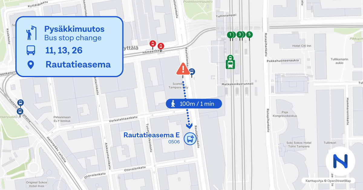 Pysäkin sijainti kartalla.