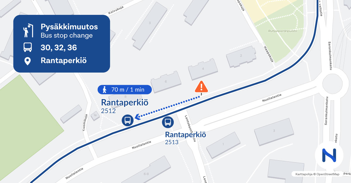 Pysäkin paikka kartalla.