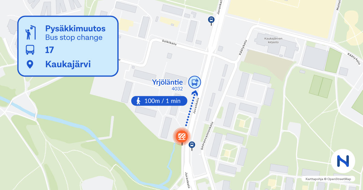 Pysäkki kartalla.