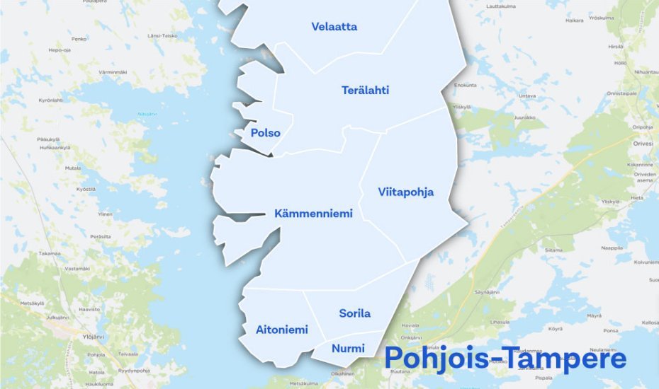 Karttakuva Pohjois-Tampereesta